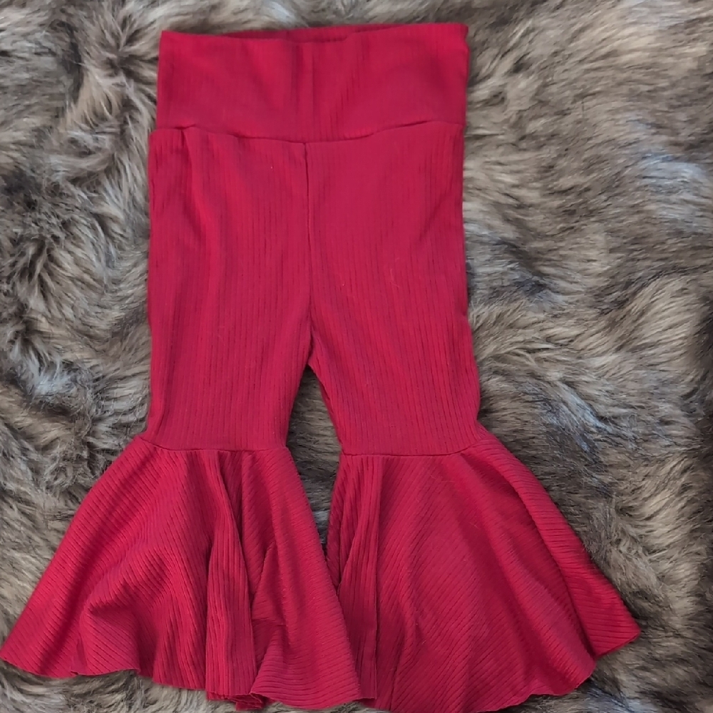 Vibrant Red Casual Flared Bottoms